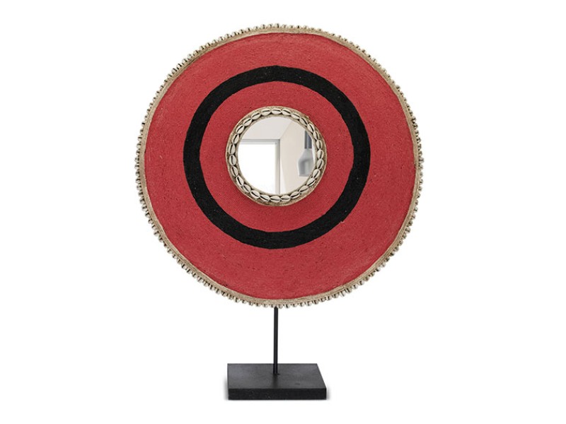 Beaded Shield Mirror Red with Black Circle - with stand Beaded Shield Mirror Red with Black Circle - with stand